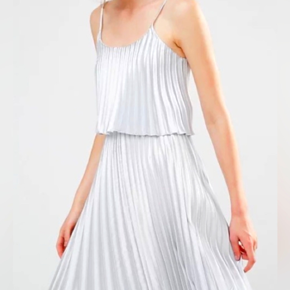 Silver Shiny Pleated Dress